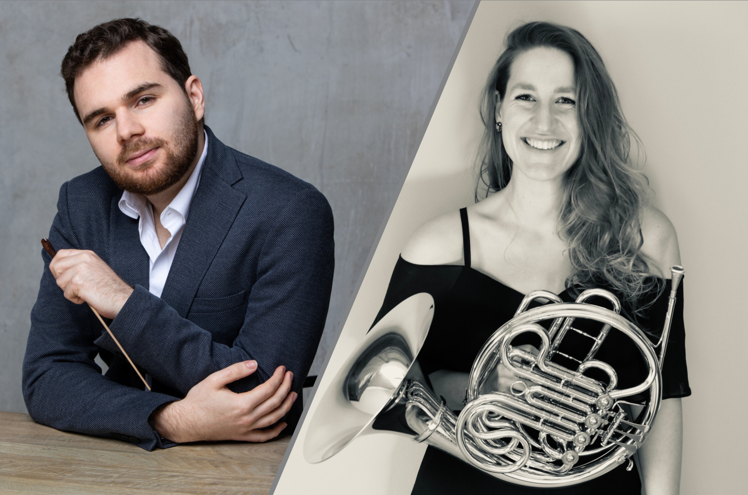 Bild des Dirigenten Wilna und der Hornistin Ortman